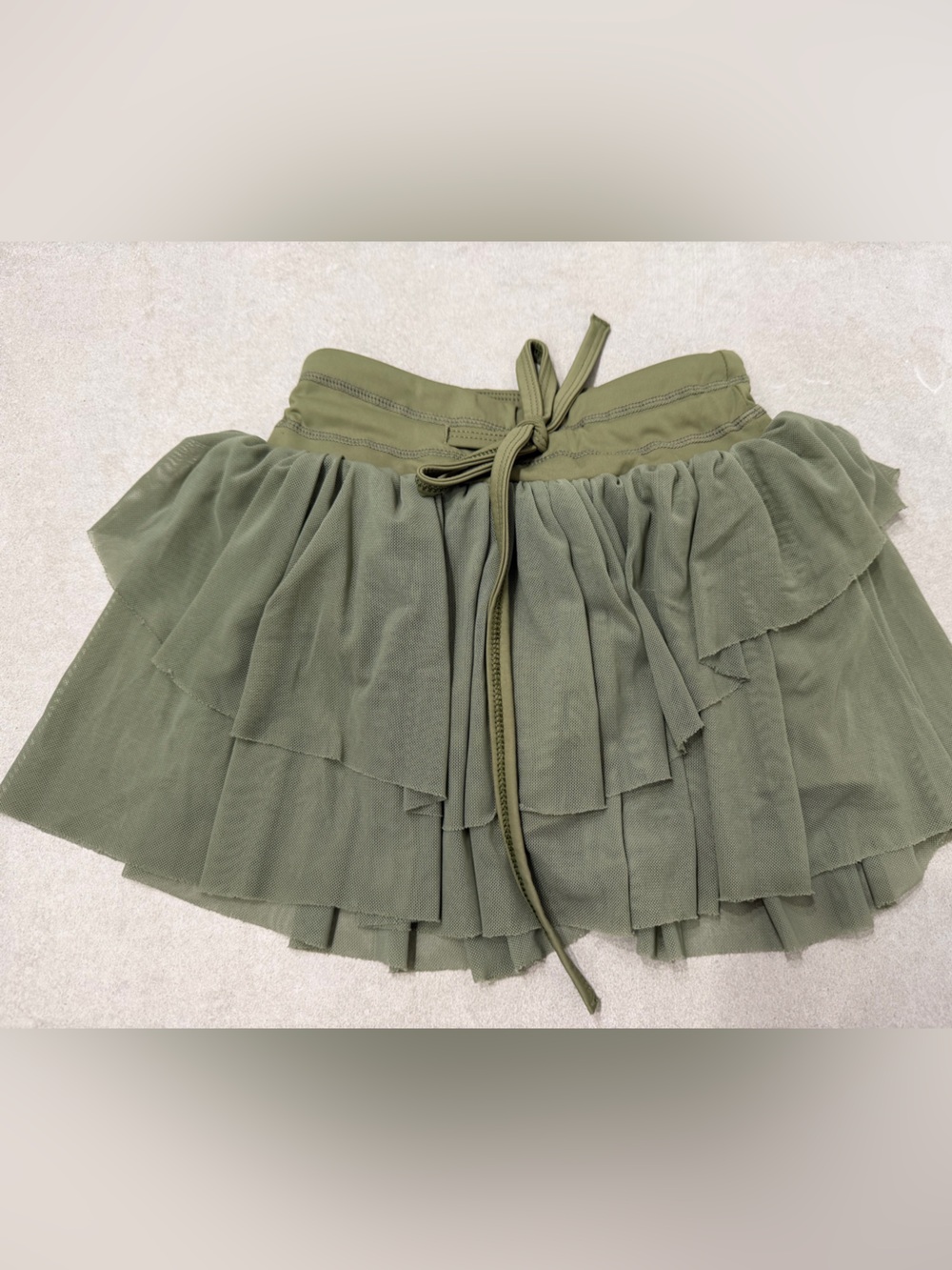 Girls Olive Green Layered Tulle Skort
